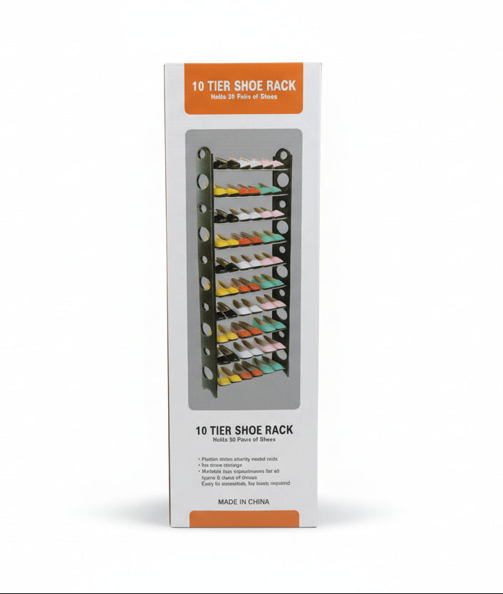 10-Tier Stackable Shoe Rack – Holds Up to 30 Pairs 156cm Tall
