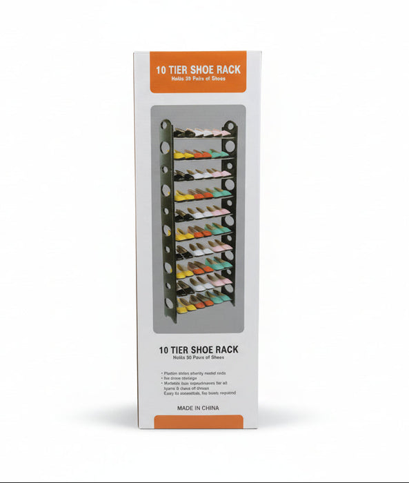 10-Tier Stackable Shoe Rack – Holds Up to 30 Pairs 156cm Tall