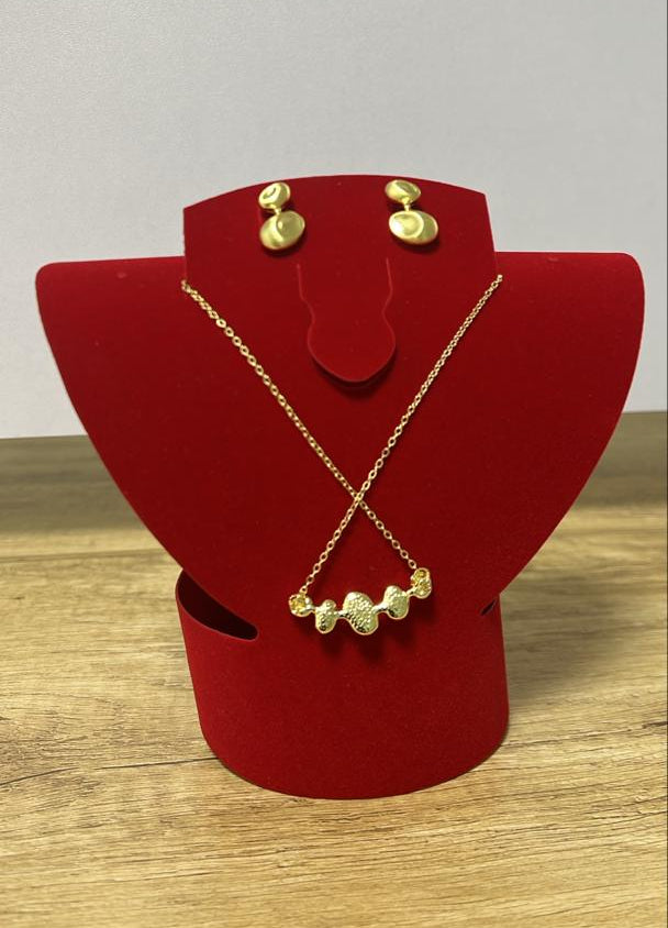 Gold-Tone Statement Pendant Necklace & Matching Earrings Set