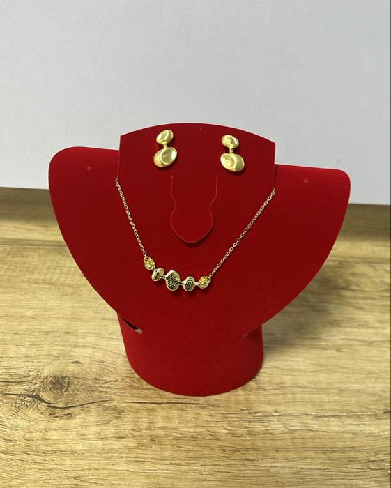 Gold-Tone Statement Pendant Necklace & Matching Earrings Set