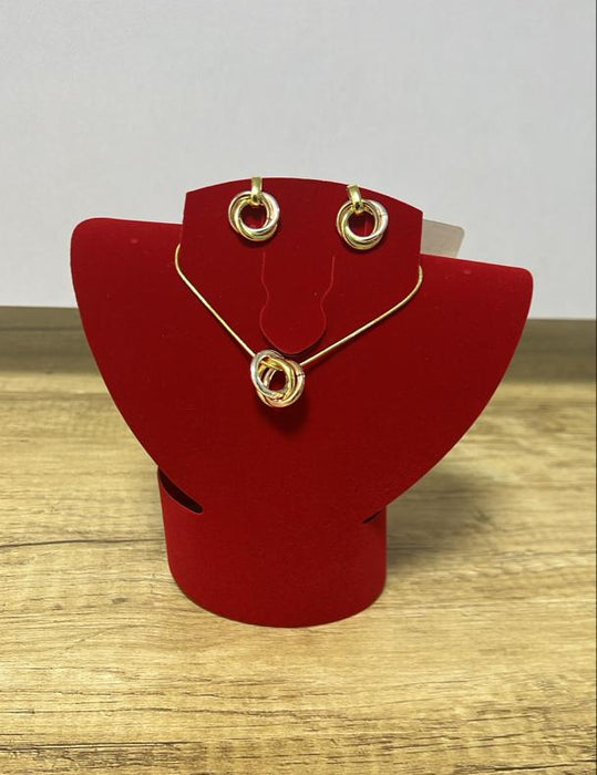 Viennois Tri-Color Love Knot Necklace & Earrings Jewelry Set