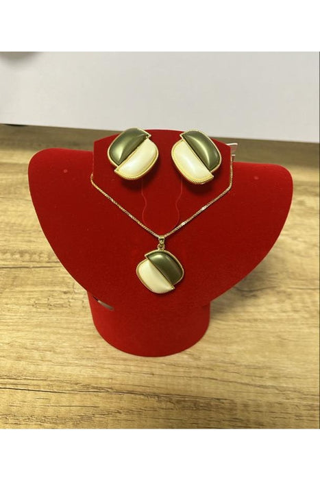 Viennois Two-Tone Resin Bead Pendant Necklace & Earrings Set