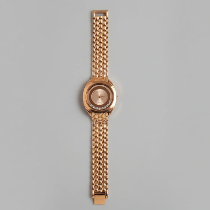 Geneve Bronze Women’s Gold-Tone Quartz Watch with Diamond Accents