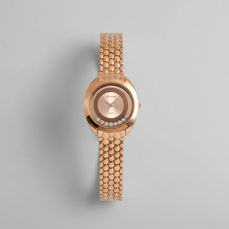Geneve Bronze Women’s Gold-Tone Quartz Watch with Diamond Accents