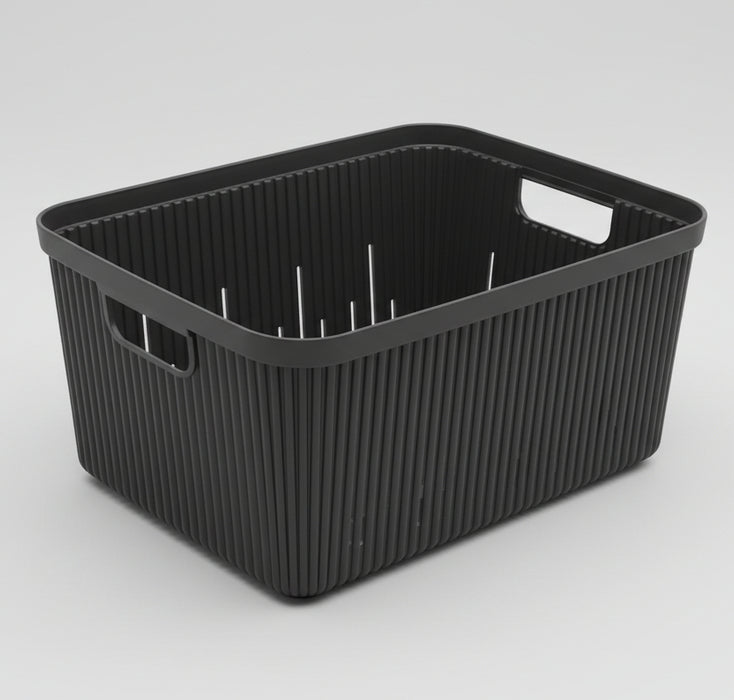 Superio Ribbed Collection Decorative Open Storage Bin