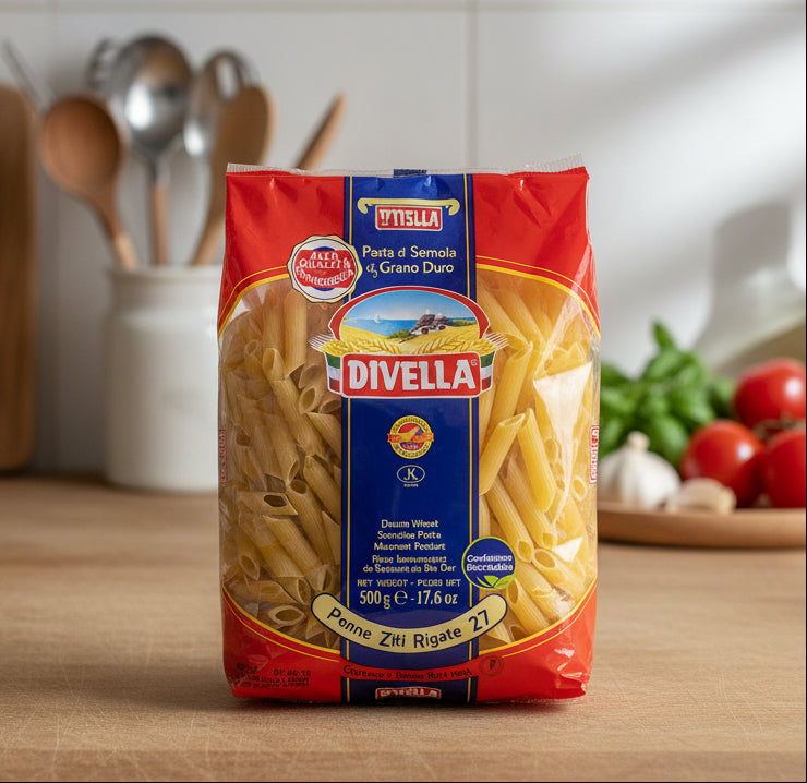 Divella Durum Wheat Semolina Pasta Penne Ziti Rigate No. 27  500g
