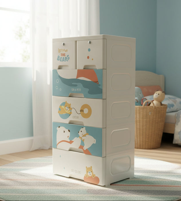Bear & Mom 5-Layer Children’s Plastic Wardrobe Storage Cabinet