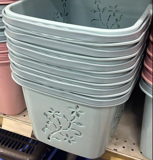 Kuber Industries Multipurpose Pink Plastic Storage Basket with Floral Cutout Design