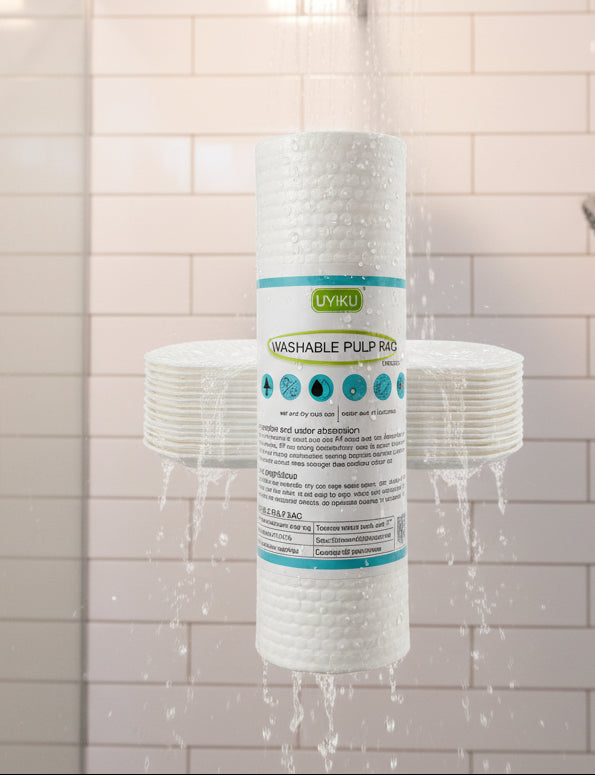 UYIKU Washable Pulp Rags Roll – Reusable Wet & Dry Cleaning Cloths
