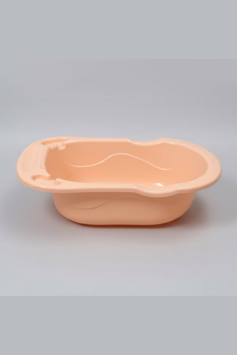 Peach Infant Bath Basin with Contoured Support & Safety Bump – Durable Plastic Baby Tub Big size