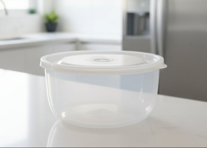 Clear Plastic Round Food Storage Container with Matching Lid