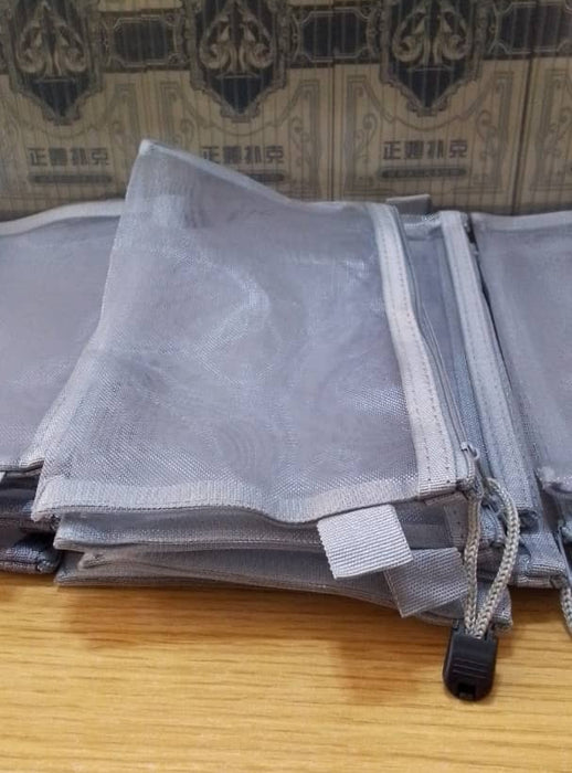 Gray Mesh Zipper Pouch Bags