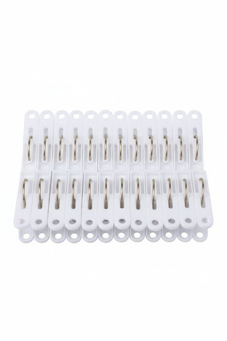 White Plastic Clothes Pegs – Durable Laundry Clips 20pcs