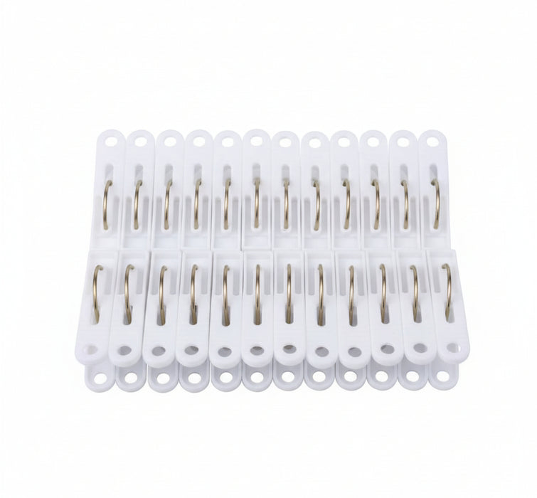 White Plastic Clothes Pegs – Durable Laundry Clips 20pcs