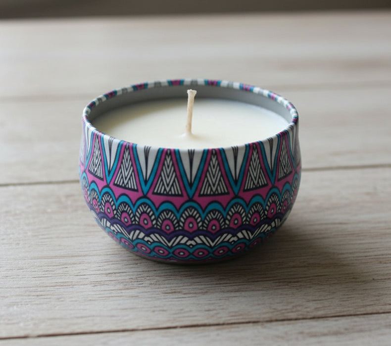 Natural Soy Scented Candle in Decorative Mandala Box – Aromatherapy Gift