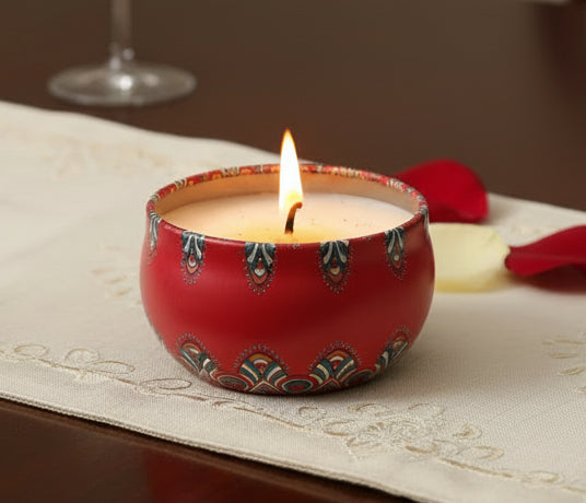 Scented Candle in Mandala Design Gift Box – Reusable Tin