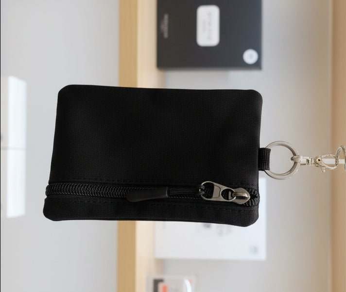 Tactics Twin Coin Purse – Black Canvas with Zipper & Key Ring