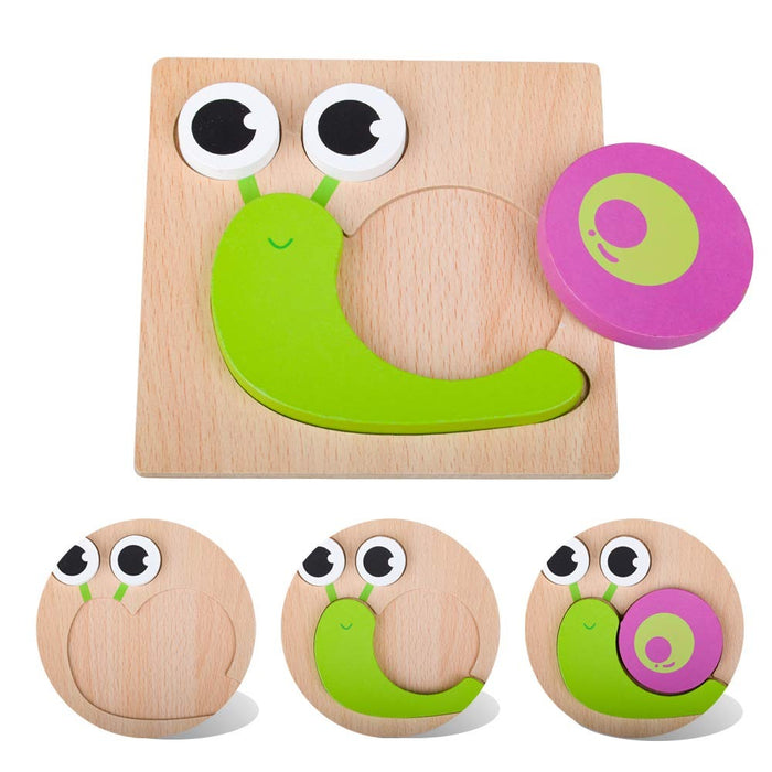 Wooden Snail Puzzle for Toddlers – Educational Toy for Ages 12 Months to 3 Years
