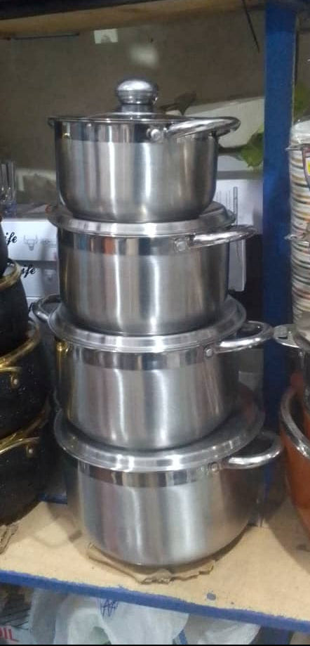 Stainless Steel Cookware Set with Glass Lids – Multi-Size Pots for All Stovetops