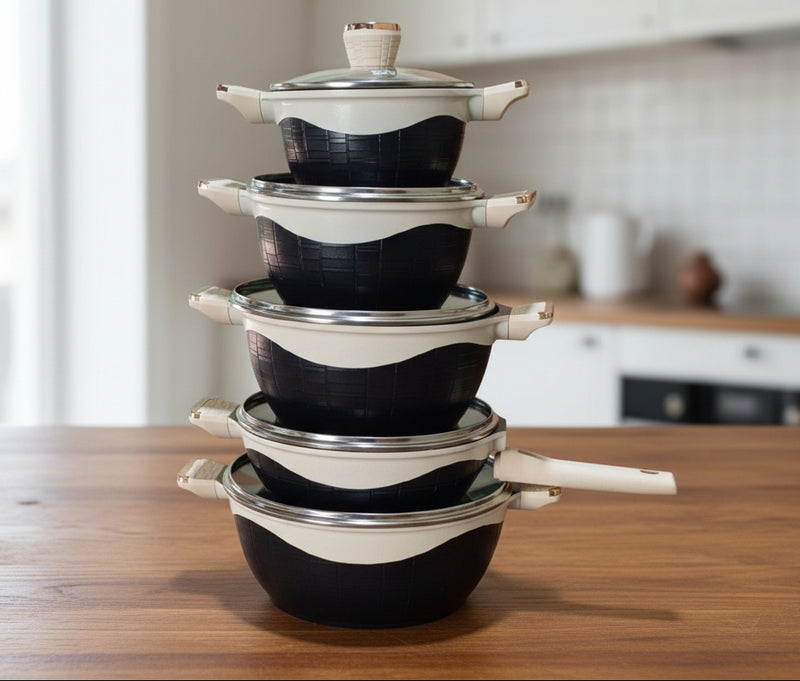 Non-Stick Ceramic Cookware Set 5pcs – Energy-Efficient & Modern Design
