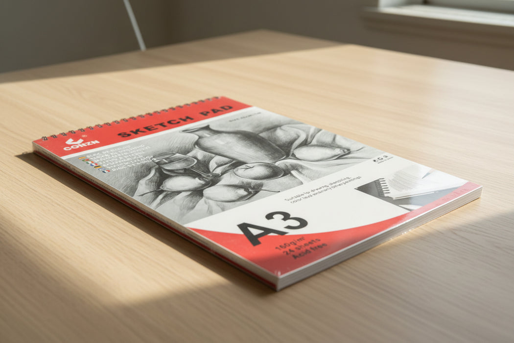 Conzn A3 Sketch Pad – 24 Sheets 160g/m² Acid-Free Drawing Paper