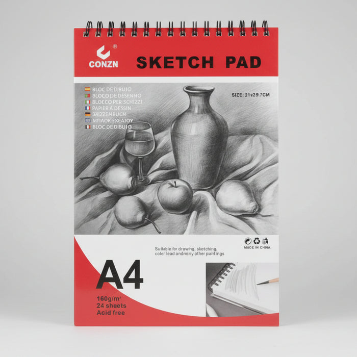 Conzn A3 Sketch Pad – 24 Sheets 160g/m² Acid-Free Drawing Paper