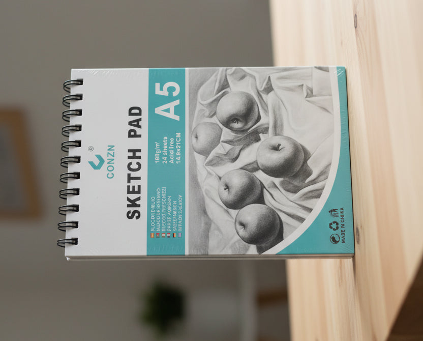 Conzn A5 Sketch Pad – 24 Sheets, 160g/m² Acid-Free Drawing Paper