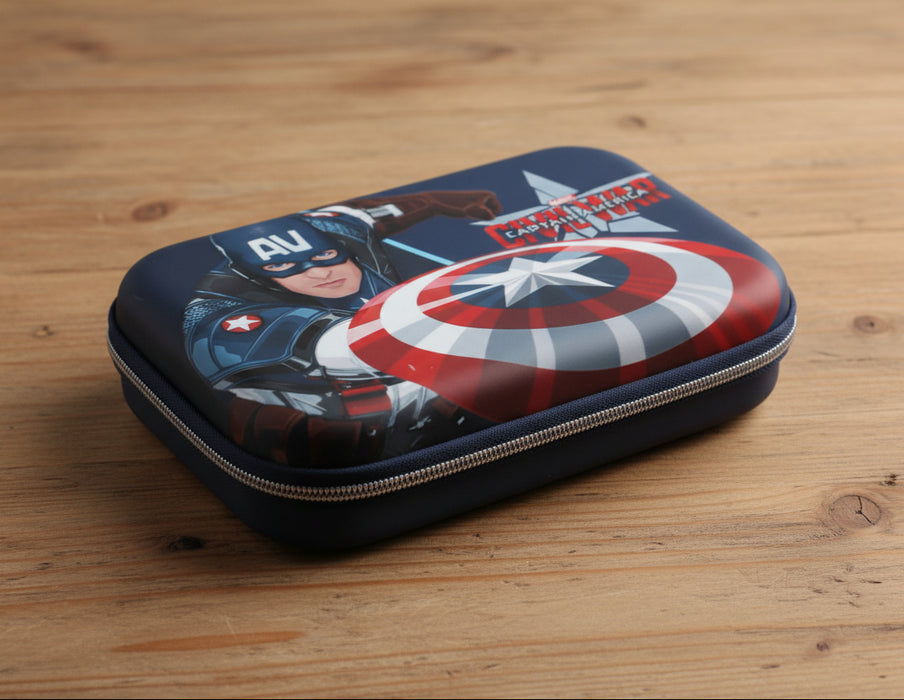 Captain America 3D EVA Pencil Case – Embossed Design with Large Capacity & Zipper
