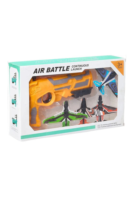Air Battle Continuous Launch Toy Gun – Foam Airplane Launcher Set Ages 3+