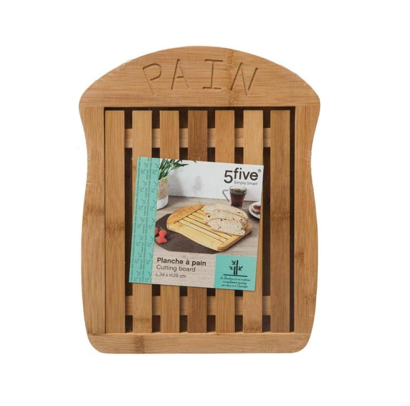 5five Simply Smart JJA 100178 Bamboo Bread Cutting Board – Crumb Catcher Tray 34 x 26 cm