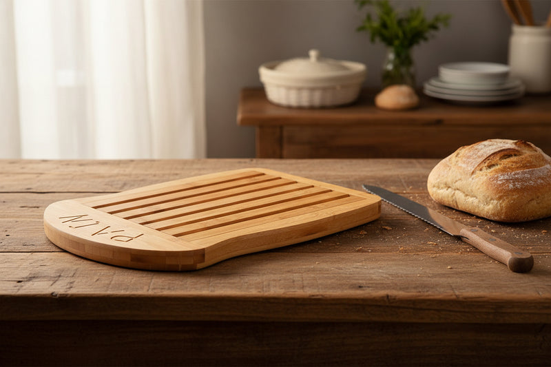 5five Simply Smart JJA 100178 Bamboo Bread Cutting Board – Crumb Catcher Tray 34 x 26 cm