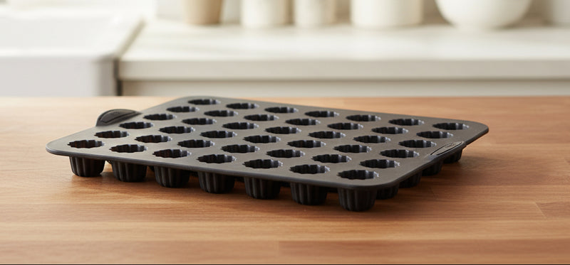 5five Silitop Maxi-Format 48 Mini Cannelés Silicone Baking Mould – Black Rigid Frame