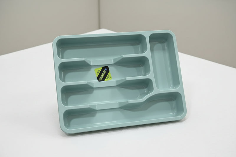 Plastic Kitchen Cutlery Organizer Tray – Multi-ComparBlue/Silver SagetmeStorage Light nt Utensil