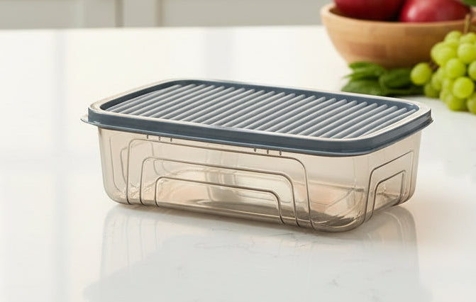 Herevin Plastic Food Storage Container – Airtight Deli Box with Ribbed Base