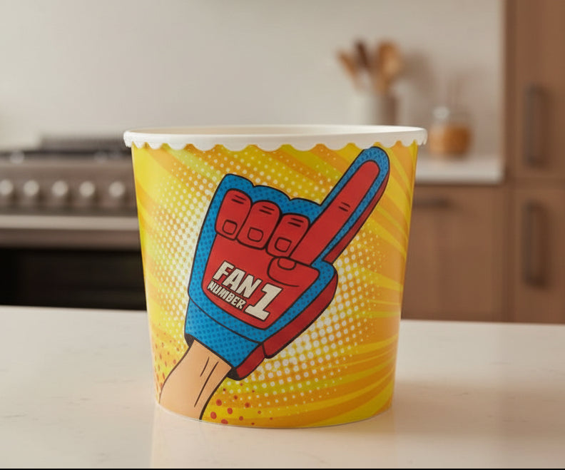 Polypropylene Snack & Popcorn Tub – “Fan 1 Number” Graphic Print BOWL HEREVIN 2.3L