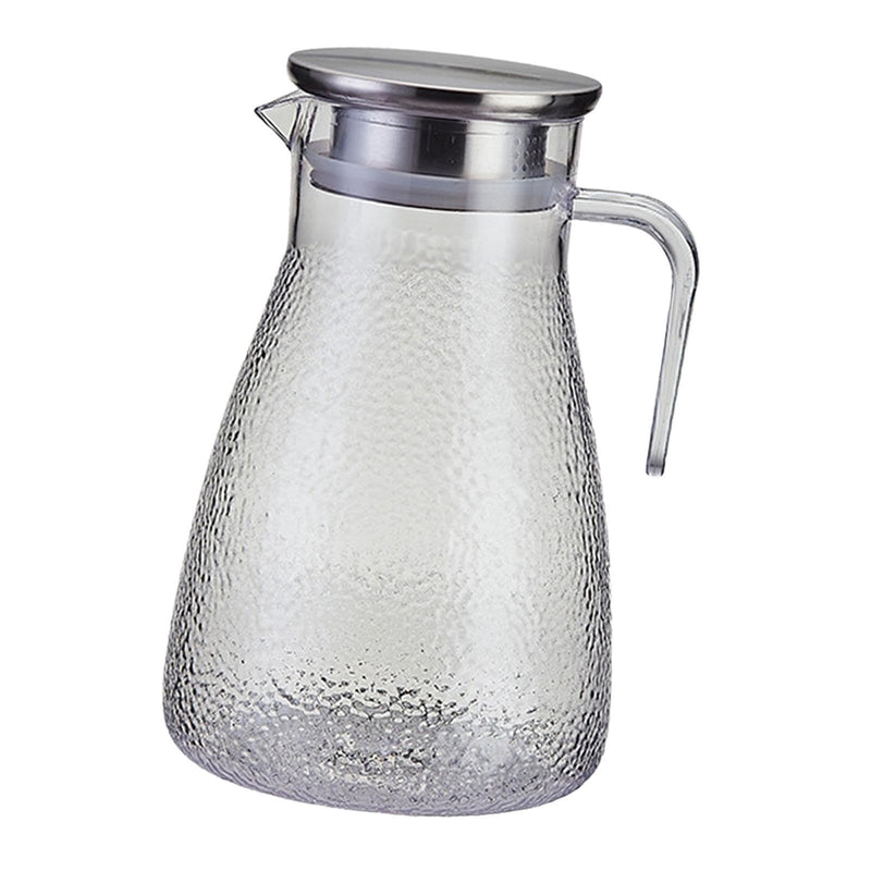 Clear Dimpled Glass Water Pitcher with Lid – Hot & Cold Beverage Jug 1.8L