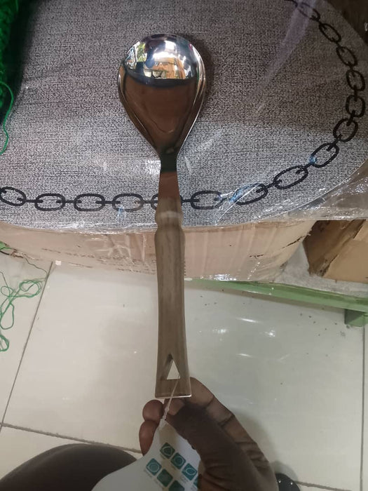 Stainless Steel Serving Spoon with Wooden-Look Handle