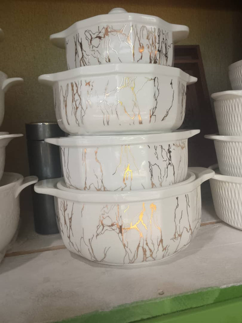 Elegantes Keramikgeschirr-Set mit Marmormuster, 4-teilig