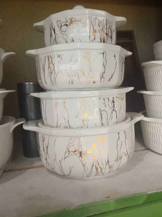 Elegant Marble-Patterned Cerami Dishes Set/4PIECES