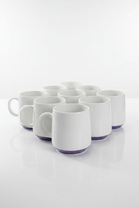 White Ceramic  Mug with Purple Rim Detail