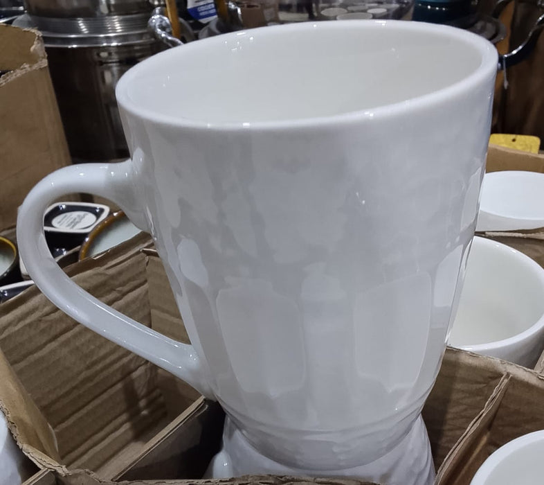 White Ceramic Mug with Fluted Base