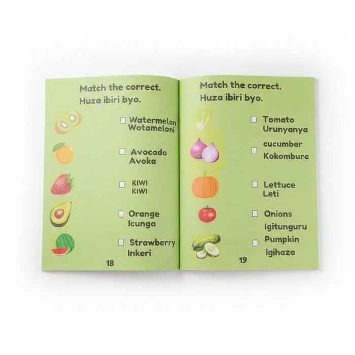 Fruits and Vegetables Learning Book for Early Childhood (Bilingual English - Kinyarwanda)