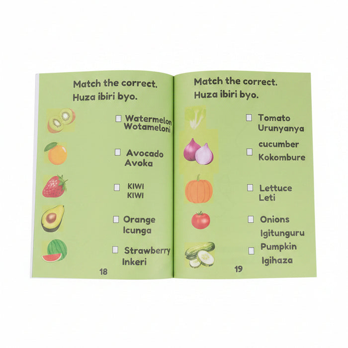 Fruits and Vegetables Learning Book for Early Childhood (Bilingual English - Kinyarwanda)