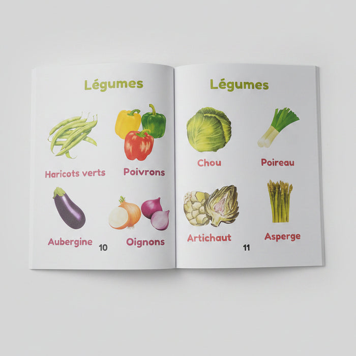Livre d'apprentissage sur les fruits et légumes pour la petite enfance