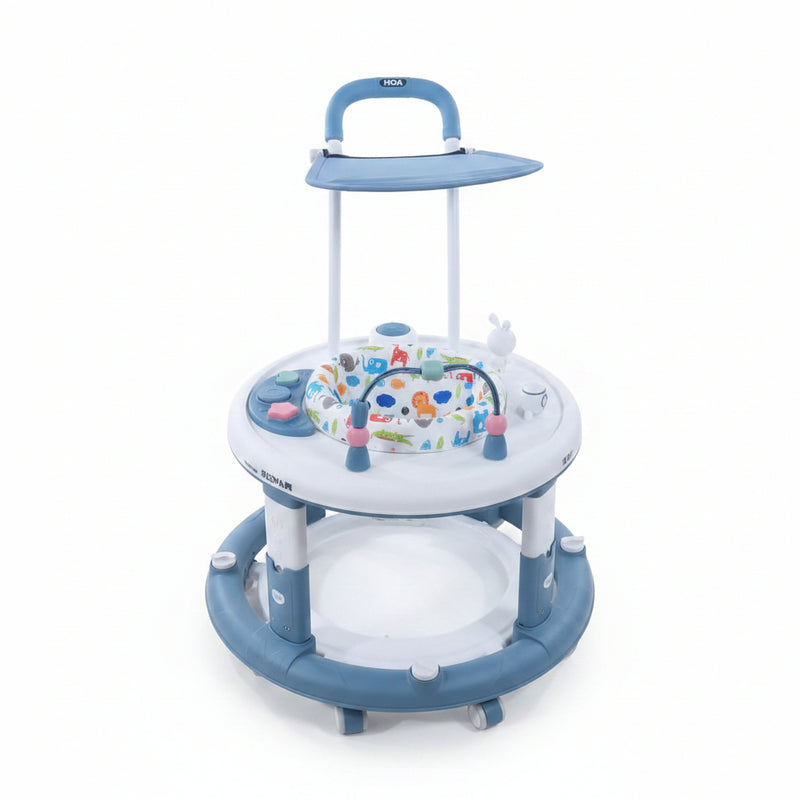 3-in-1 Multifunktionaler Babywalker und Aktivitätszentrum mit verstellbarem Sonnenschutz