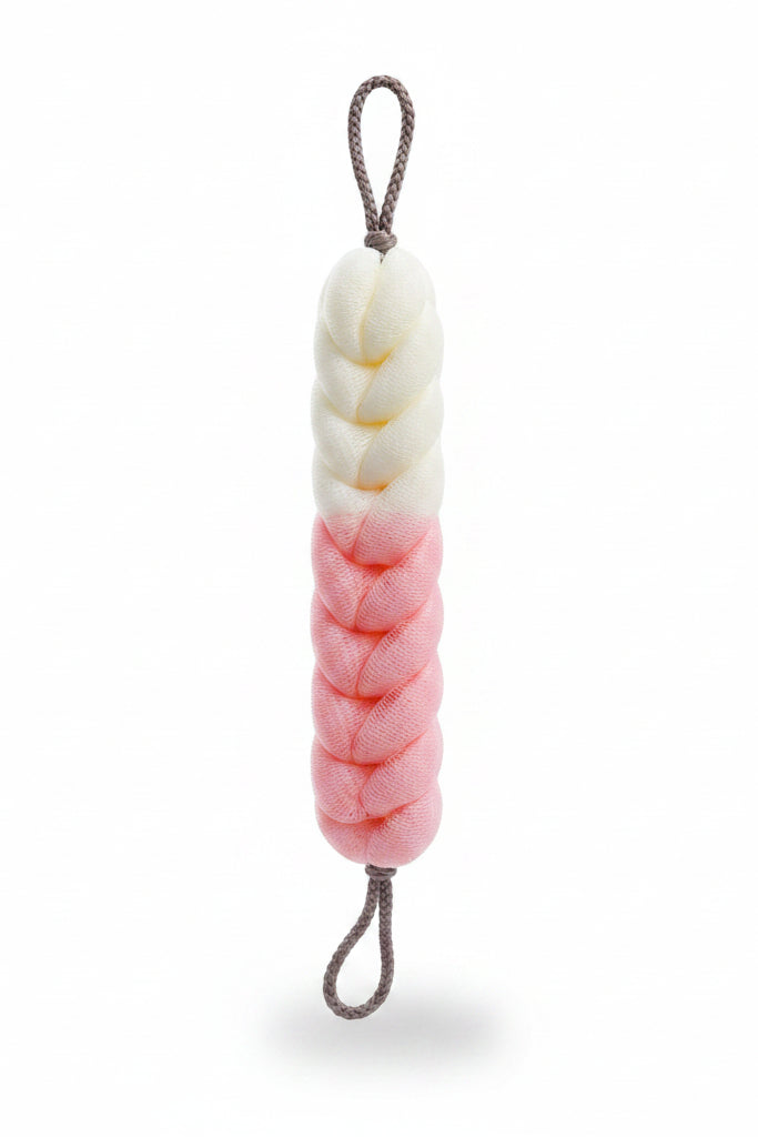 Pink Rope Loop Sponge Long Braided Mesh Bath Loofah Sponge with Hanging Loop — Murukali.com
