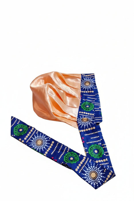 African Print Edge-Protecting Night Wrap Satin Hair Bonnet with Adjustable Tie