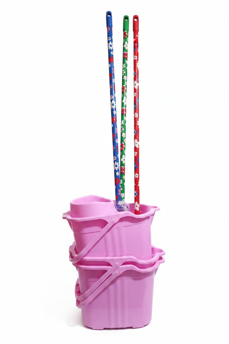 Plastic Mop Bucket with Wringer set of 3 Pink