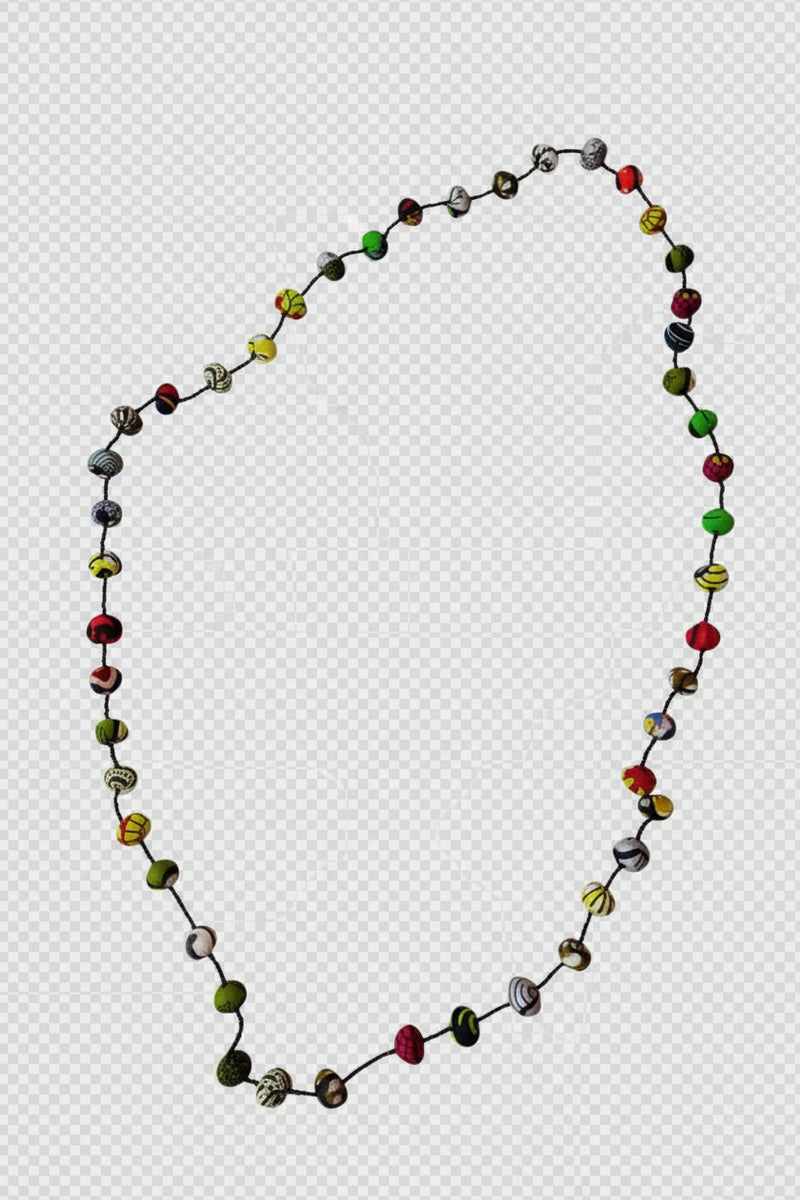 Handmade African Print Kitenge Fabric Bead Long Necklace