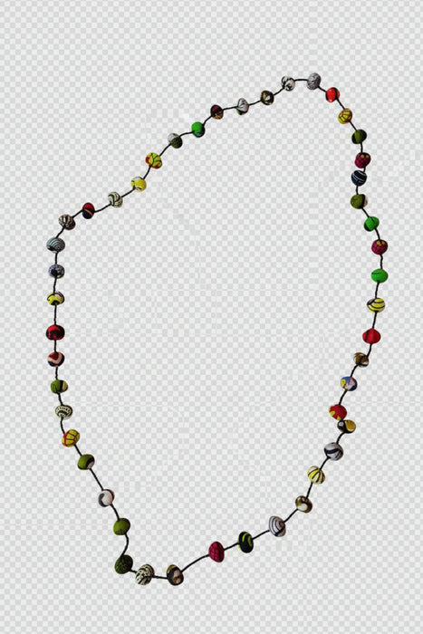 Handmade African Print Kitenge Fabric Bead Long Necklace